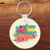 Bahamas retro caribisch eiland flamingo vintage sleutelhanger (Voorkant)