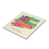 Bahamas retro caribisch eiland flamingo vintage tegeltje (Zijkant)
