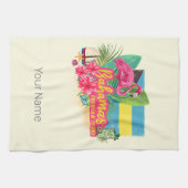 Bahamas retro caribisch eiland flamingo vintage theedoek (Horizontaal)