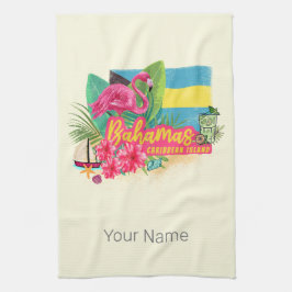 Bahamas retro caribisch eiland flamingo vintage theedoek