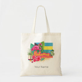 Bahamas retro caribisch eiland flamingo vintage tote bag