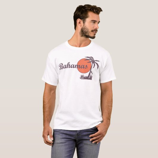 Bahamas Retro Tourist Palm T-shirt (Voorkant volledig)