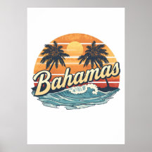 Bahamas Retro Zonsondergang Palmbomen Ontwerp