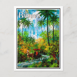 Bahama's, rijden door jungle, vintage, reizen briefkaart