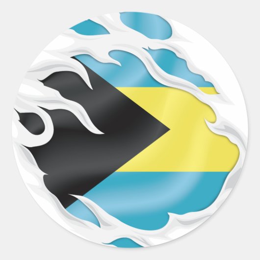 Bahama's scheuren vlag ronde sticker (Voorkant)