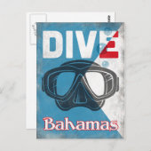 Bahamas  scuba duikmasker briefkaart (Voorkant / Achterkant)