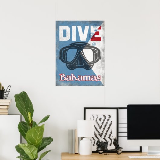 Bahamas  scuba duikmasker poster (Thuiskantoor)