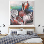 Bahamas Seashell Symfonie, nr.002 Canvas Afdruk (Insitu (Slaapkamer))
