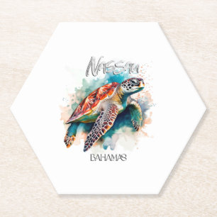 Bahama's Seat Turtle Bahamian Flag Beach Great Sha Kartonnen Onderzetters