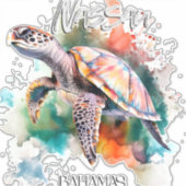 Bahama's Seat Turtle Bahamian Flag Beach Great Sha Sticker (Voorkant)