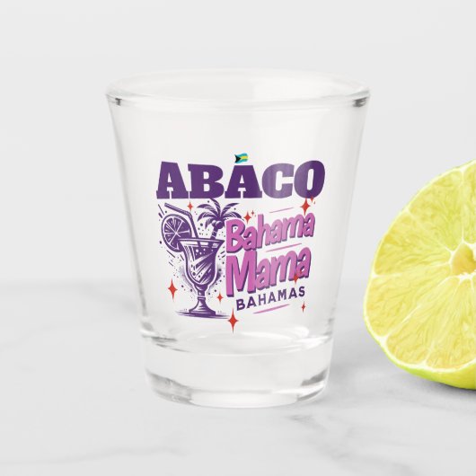 Bahamas Souvenir Gift: Abaco Bahamas Bahama Mama Shot Glas (Voorkant)