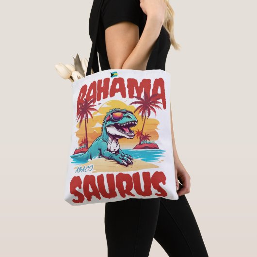 Bahamas Souvenir Gift: Abaco Bahamas Bahama Saurus Tote Bag (Dichtbij)