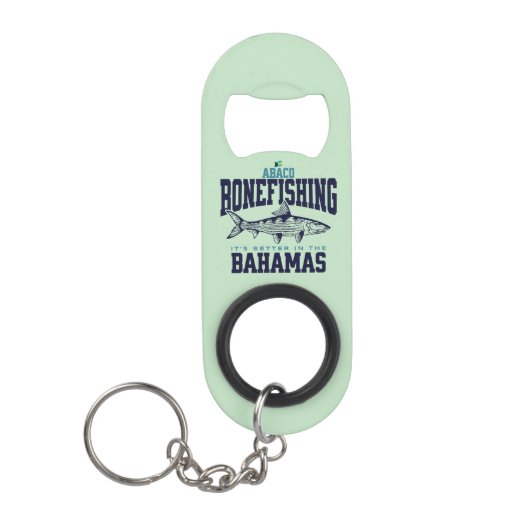 Bahamas Souvenir Gift: Abaco Bahamas Bonefishing Mini Flessenopener (Voorkant)