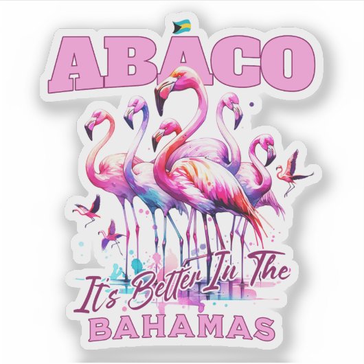 Bahamas Souvenir Gift: Abaco Bahamas Flamingo Sticker (Voorkant)