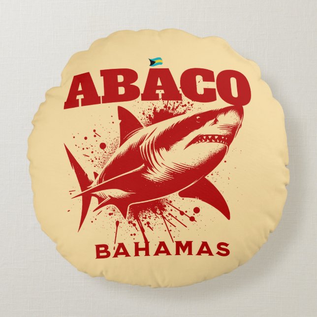 Bahamas Souvenir Gift: Abaco Bahamas haai vis Rond Kussen (Voorkant)