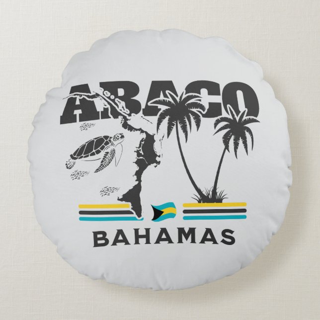 Bahamas Souvenir Gift: Abaco Bahama's Onafhankelij Rond Kussen (Voorkant)