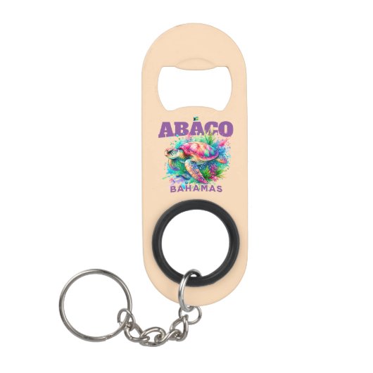 Bahamas Souvenir Gift: Abaco Bahamas Zee Schildpad Mini Flessenopener (Voorkant)