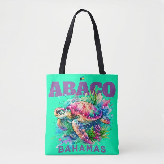 Bahamas Souvenir Gift: Abaco Bahamas Zee Schildpad Tote Bag (Voorkant)