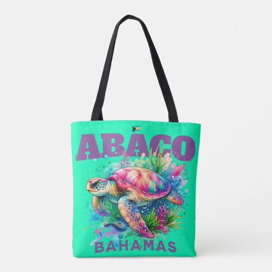 Bahamas Souvenir Gift: Abaco Bahamas Zee Schildpad Tote Bag (Achterkant)