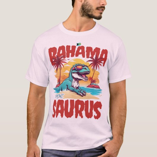 Bahamas Souvenir Gift: Bimini Bahama Saurus T-Rex T-shirt (Voorkant)