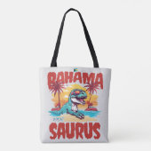 Bahamas Souvenir Gift: Bimini Bahama Saurus T-Rex Tote Bag (Achterkant)