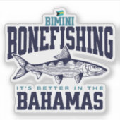 Bahamas Souvenir Gift: Bimini Bahamas Bonefishing Sticker (Voorkant)