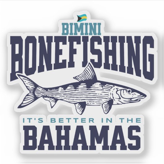 Bahamas Souvenir Gift: Bimini Bahamas Bonefishing Sticker (Voorkant)