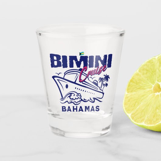 Bahamas Souvenir Gift: Bimini Bahamas Cruise Shot Glas (Voorkant)