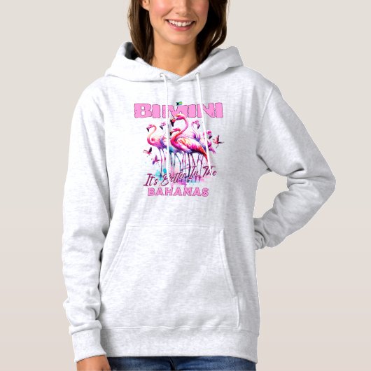 Bahamas Souvenir Gift: Bimini Bahamas Flamingo Hoodie (Voorkant)