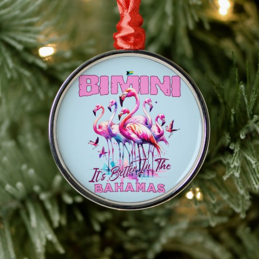 Bahamas Souvenir Gift: Bimini Bahamas Flamingo Metalen Ornament (Boom)