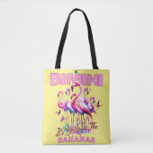 Bahamas Souvenir Gift: Bimini Bahamas Flamingo Tote Bag (Voorkant)