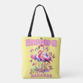 Bahamas Souvenir Gift: Bimini Bahamas Flamingo Tote Bag (Achterkant)