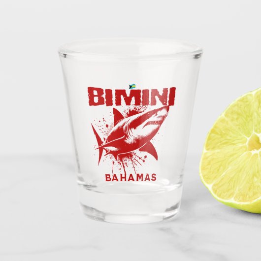 Bahamas Souvenir Gift: Bimini Bahamas haai vis Shot Glas (Voorkant)