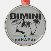 Bahamas Souvenir Gift: Bimini Bahama's Onafhankeli Metalen Ornament (Voorkant)