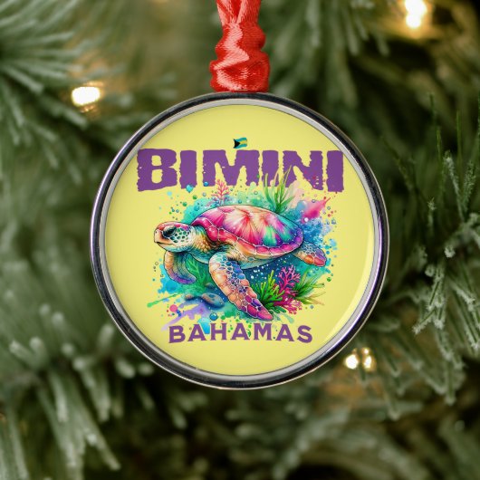 Bahamas Souvenir Gift: Bimini Bahamas Zee Schildpa Metalen Ornament (Boom)
