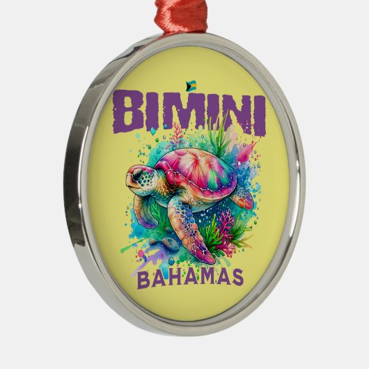 Bahamas Souvenir Gift: Bimini Bahamas Zee Schildpa Metalen Ornament (Rechts)