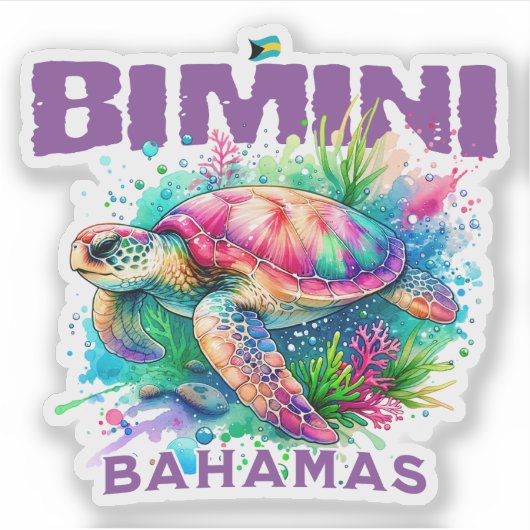 Bahamas Souvenir Gift: Bimini Bahamas Zee Schildpa Sticker (Voorkant)