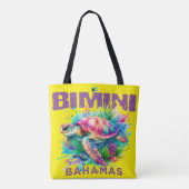 Bahamas Souvenir Gift: Bimini Bahamas Zee Schildpa Tote Bag (Achterkant)