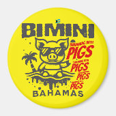 Bahamas Souvenir Gift: Bimini Bahamas Zwemvarken Magneet (Voorkant)