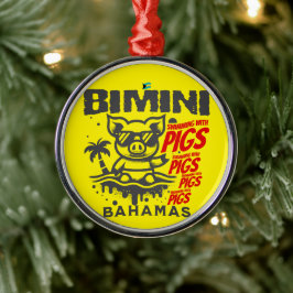 Bahamas Souvenir Gift: Bimini Bahamas Zwemvarken Metalen Ornament