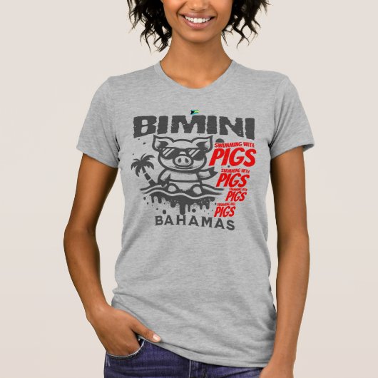 Bahamas Souvenir Gift: Bimini Bahamas Zwemvarken T-shirt (Voorkant)