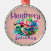 Bahamas Souvenir Gift: Eleuthera Bahamas Schildpad Metalen Ornament (Voorkant)
