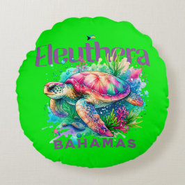 Bahamas Souvenir Gift: Eleuthera Bahamas Schildpad Rond Kussen