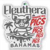 Bahamas Souvenir Gift: Eleuthera Bahamas Varkens Sticker (Voorkant)