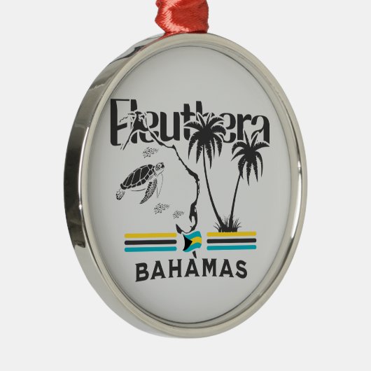 Bahamas Souvenir Gift: Eleuthera Bahamas Vlag Metalen Ornament (Rechts)