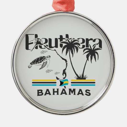 Bahamas Souvenir Gift: Eleuthera Bahamas Vlag Metalen Ornament (Voorkant)