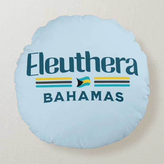 Bahamas Souvenir Gift: Eleuthera Bahamas Vlag Rond Kussen (Voorkant)