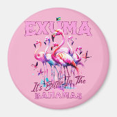 Bahamas Souvenir Gift: Exuma Bahamas Flamingo Magneet (Voorkant)