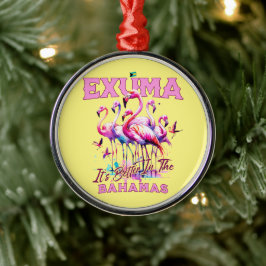 Bahamas Souvenir Gift: Exuma Bahamas Flamingo Metalen Ornament