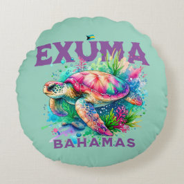 Bahamas Souvenir Gift: Exuma Bahamas Zee Schildpad Rond Kussen